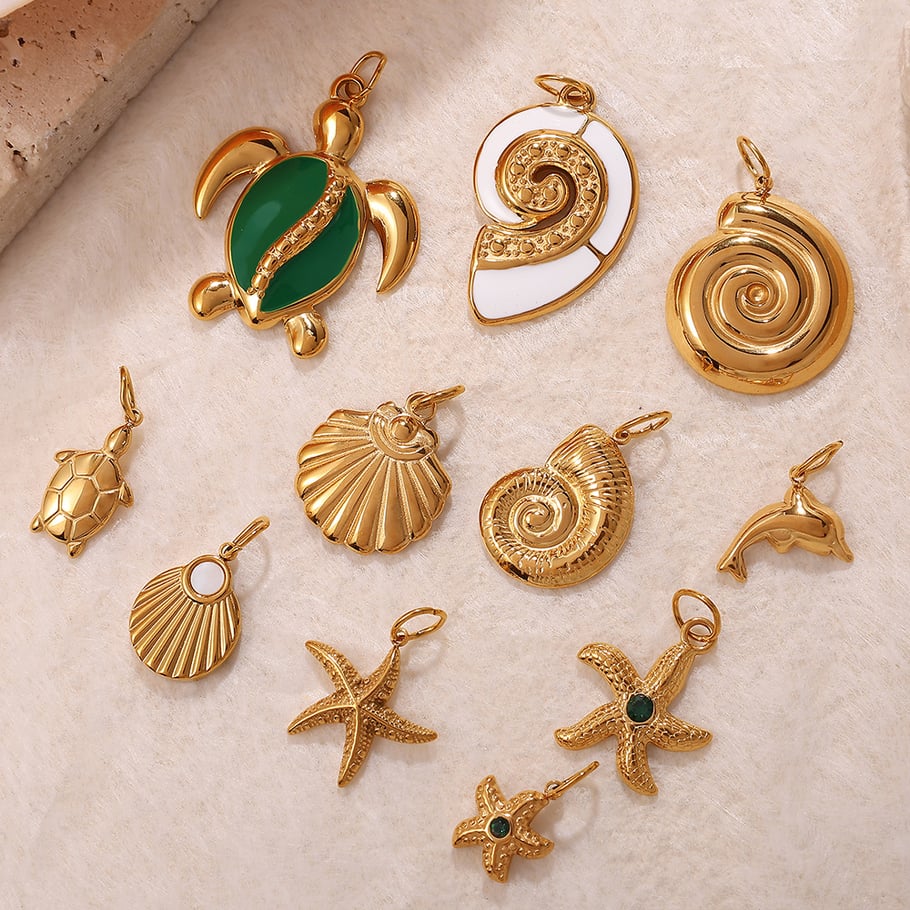 Lustrous Shell Titanium Steel Gold Color Women's Pendants h5Picture2