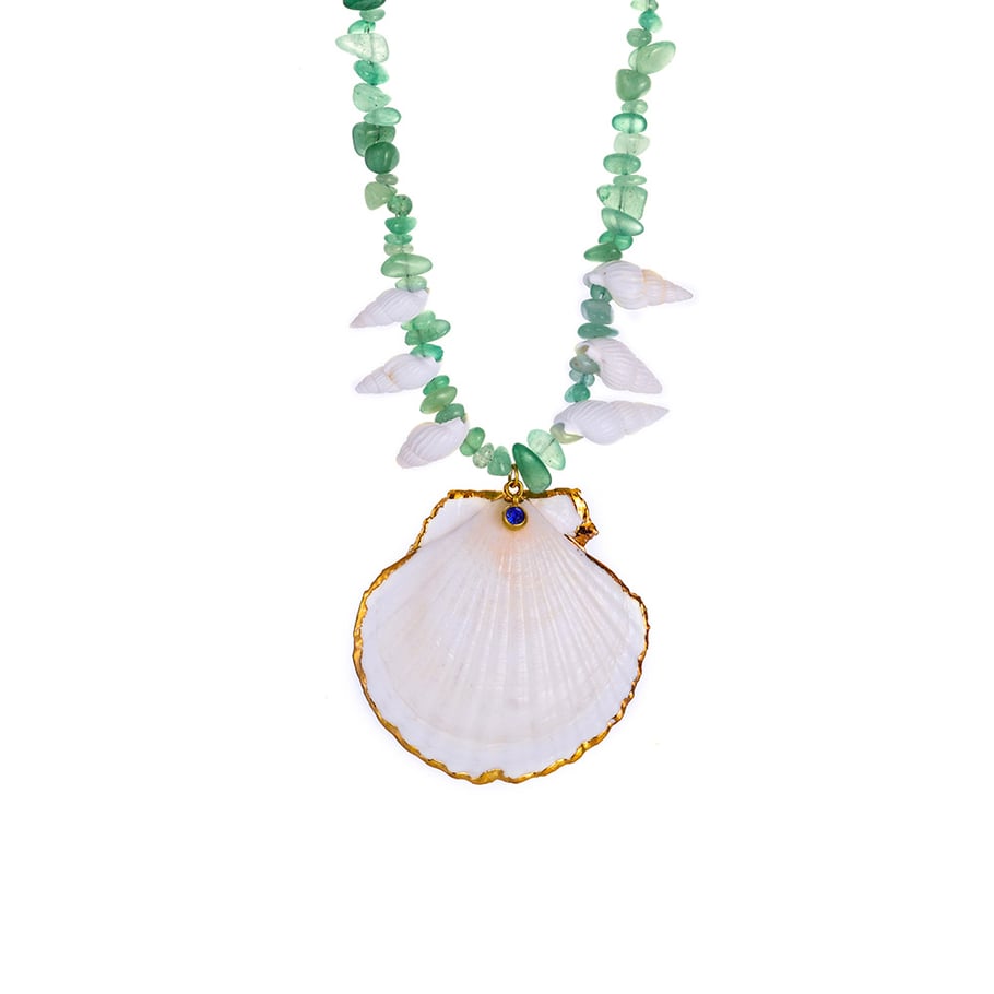 Green Aventurine Beads Sea Shells Women's Pendant Necklaces Picture6