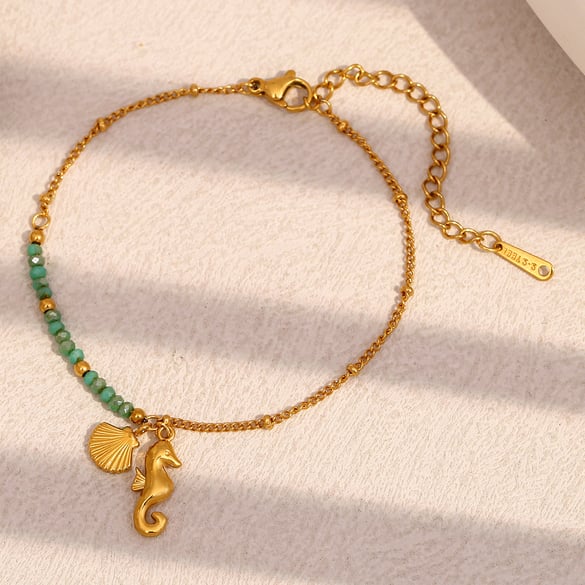 1 Stück Simple Series Vacation Turtle Edelstahl Goldfarben Damen Charm Armbänder 2