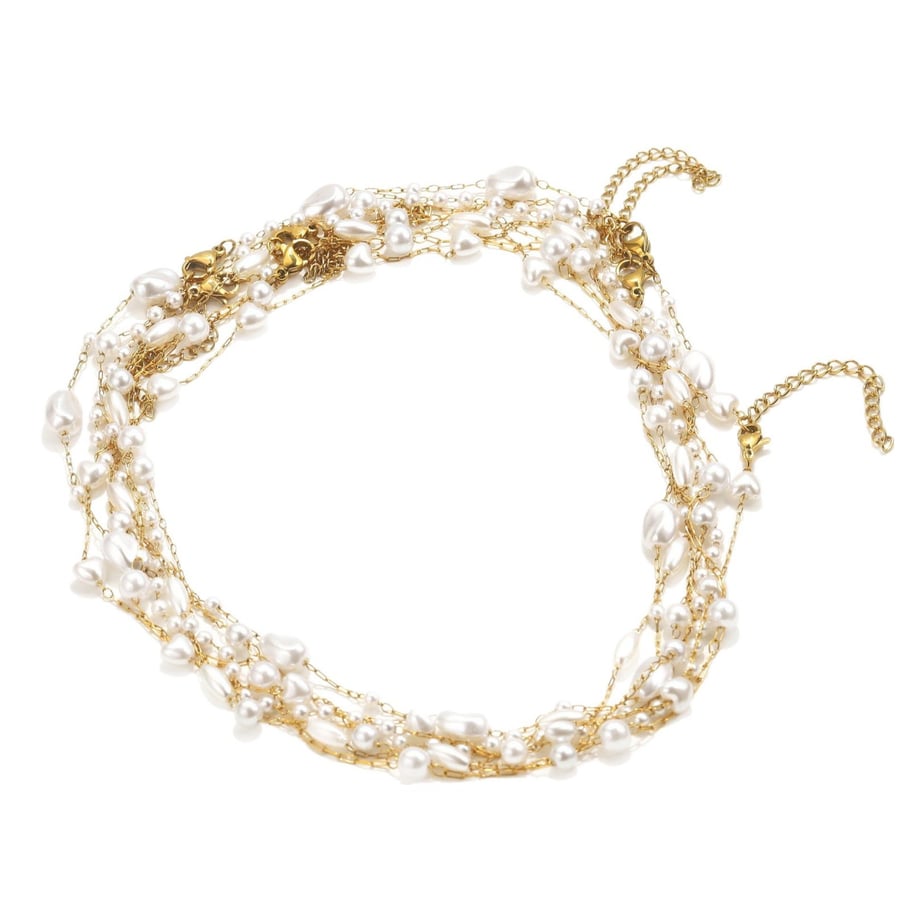 1 Piece Elegant Natural Beads Stainless Steel Women's Chain Necklaces Picture6