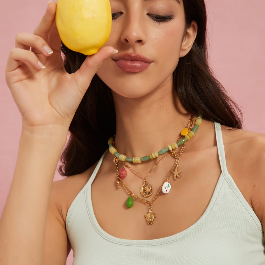 Delicate Marine Series Stainless Steel Gold Color Natural Stone Women's Pendant Necklaces Picture5