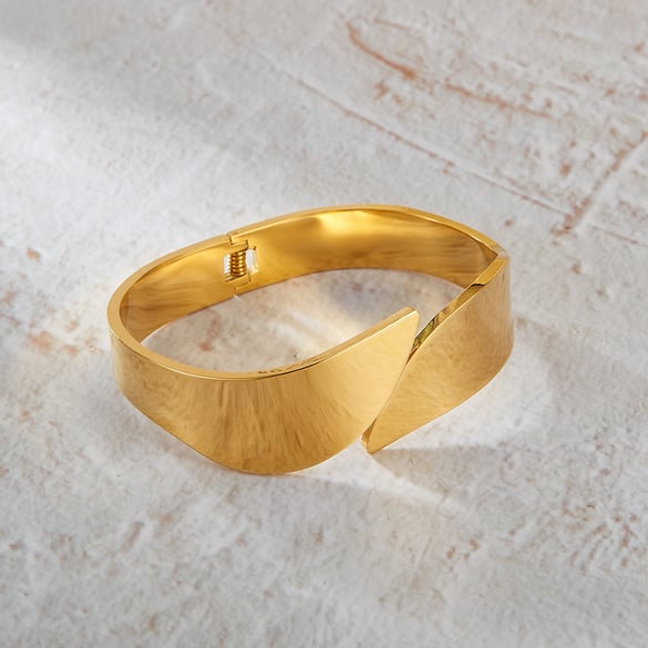 1 Piece Minimalist Series Simple Circle Stainless Steel Gold Color Women's Bangles 2