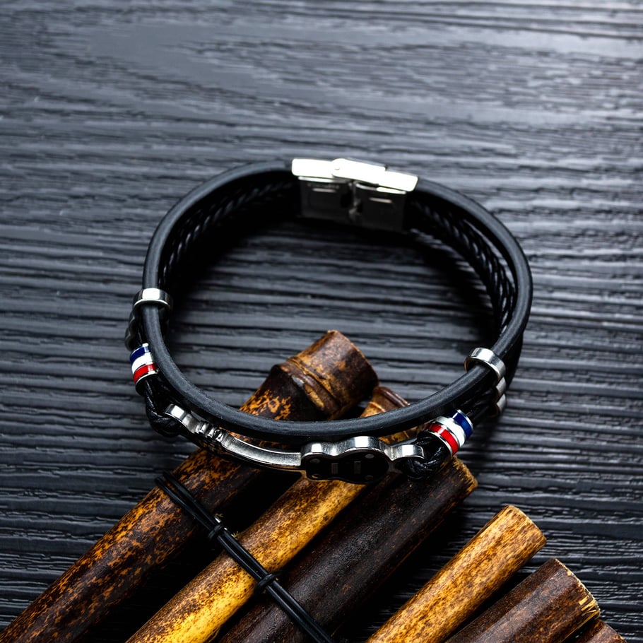 1 Piece Sleek Guitar Stainless Steel Men's Bracelets h5Picture2