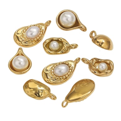 1 Stück gestaltbare unregelmäßige Tropfen Edelstahl Gold Farbe Damen Anhänger h5 Bild6