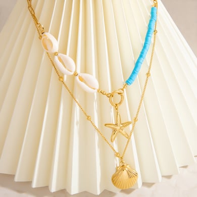 1 Piece Vacation Series Oceanic Stainless Steel Gold Color Women's Pendant Necklaces h5 Picture5