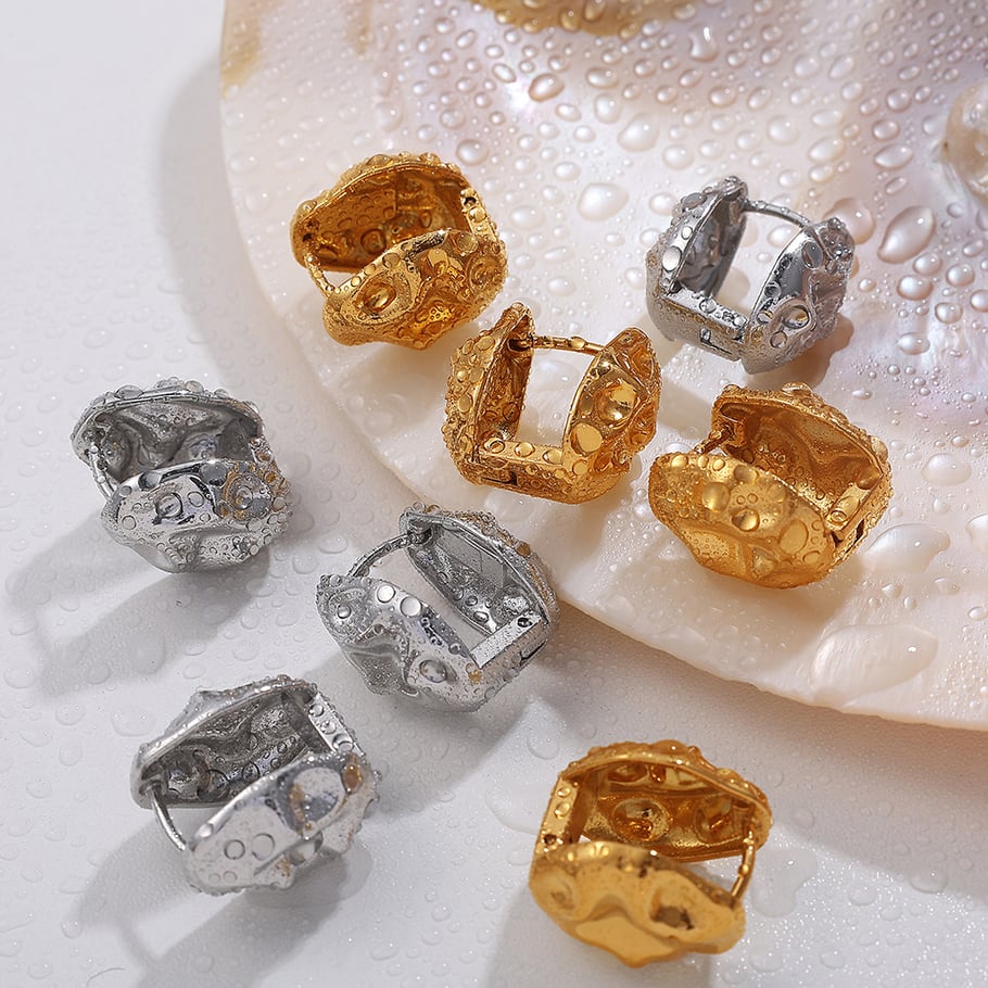 Geometric Titanium Steel Gold Color Clip-on Earrings Picture3