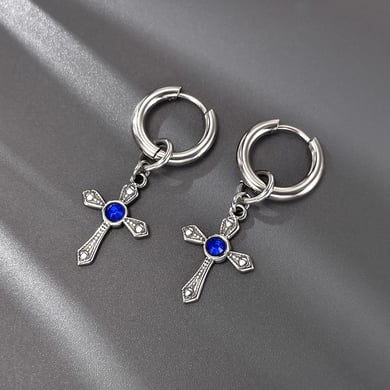 Radiant Cross Stainless Steel Men's Earrings h5 Picture2