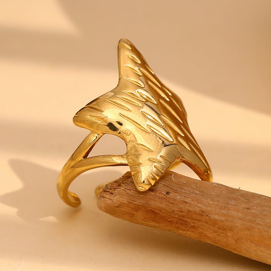 1 Stück Kreativer Damenring aus Edelstahl mit Seestern-Motiv, goldfarben Bild4