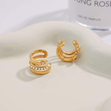 Snake Stainless Steel Gold Color Ear Cuffs h5 Picture4