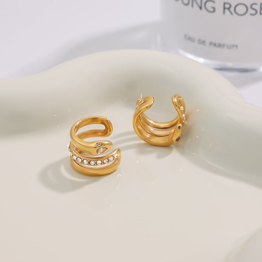 Snake Stainless Steel Gold Color Ear Cuffs Picture4