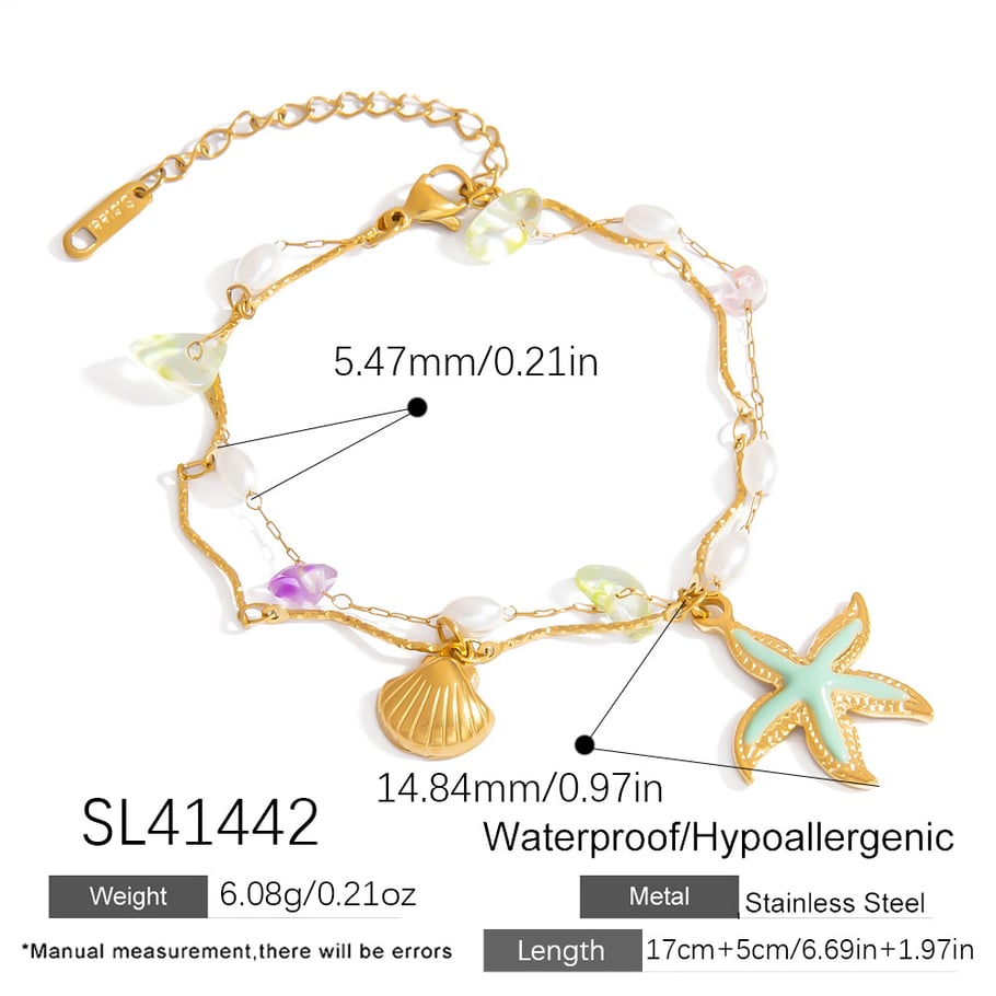 Oceanic Stainless Steel Gold Color Charm Bracelets Picture2