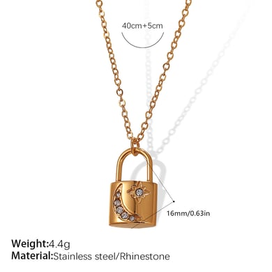 Lock Stainless Steel Gold Color Pendant Necklaces h5 Picture2
