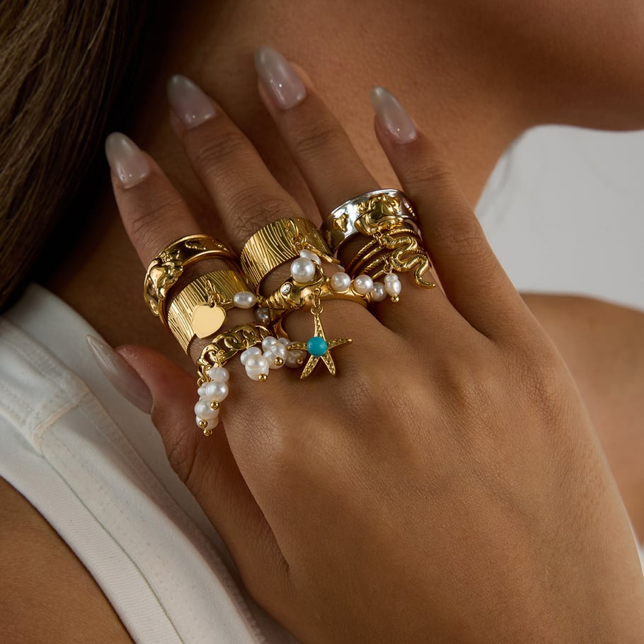 Ins Style Herz Edelstahl Gold Farbe Statement Ringe Bild3