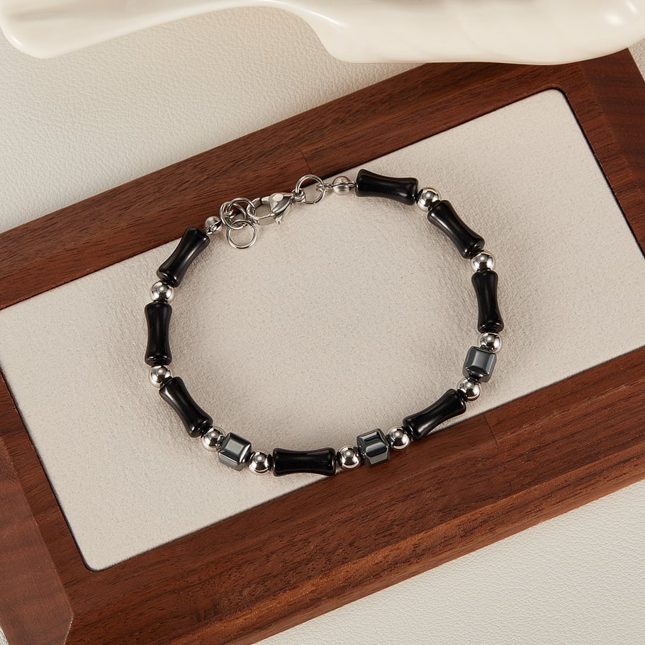 Hematite Patchwork Stainless Steel Men's Chain Bracelets Picture2