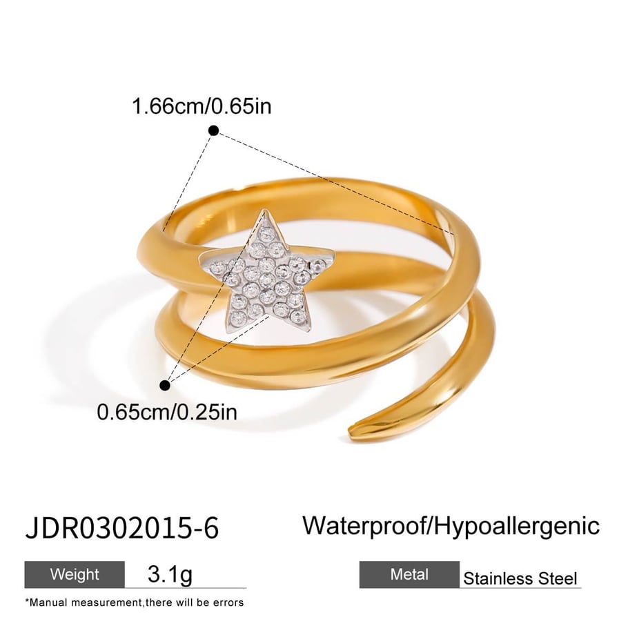 Simple Star Stainless Steel Gold Color Minimalist Rings Picture2