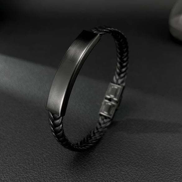 Minimalist Black Stainless Steel Men's Bracelets