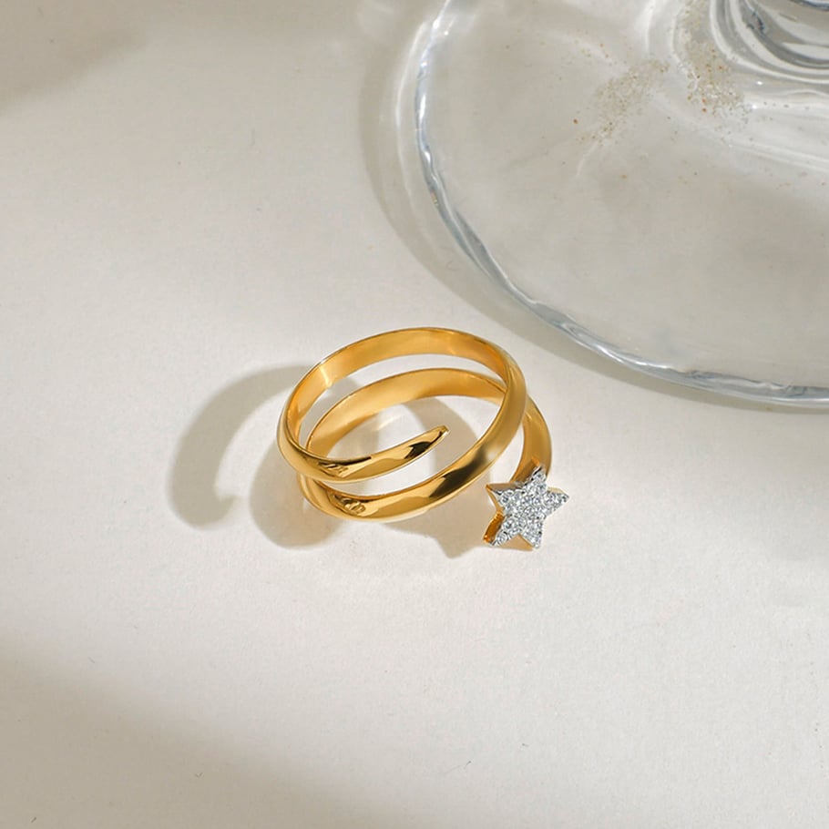 Simple Star Stainless Steel Gold Color Minimalist Rings Picture4