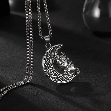 Vintage Crow Stainless Steel Men's Necklaces h5 Picture3