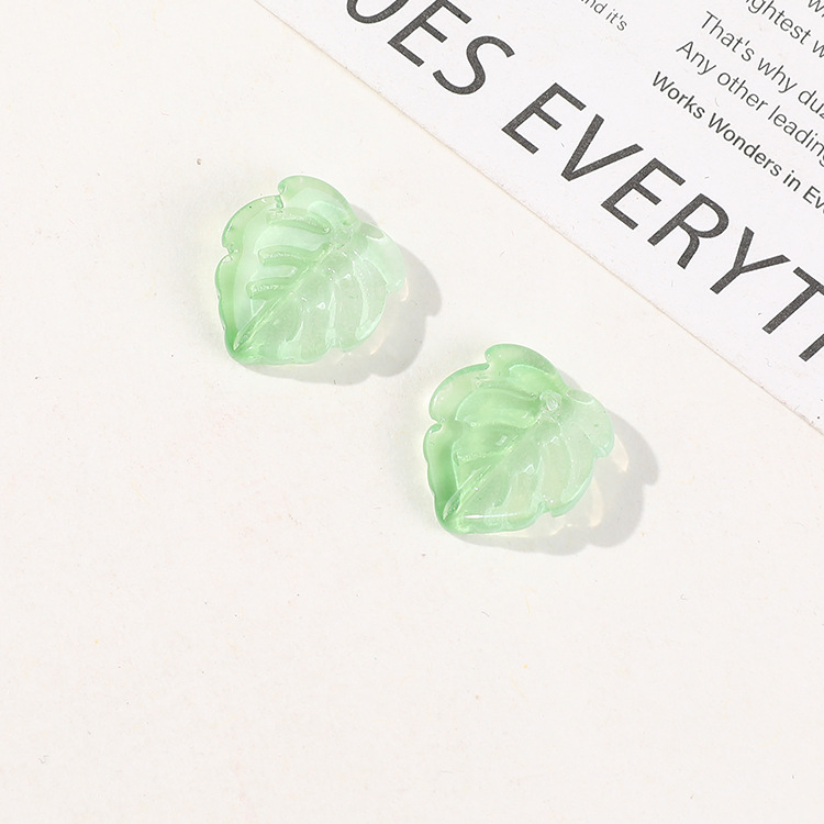 1 Piece Vivid Leaf Glass DIY Jewelry Beads 