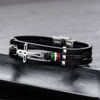 1 Piece Simple Cross Leather Men's Bracelets h5 Picture4
