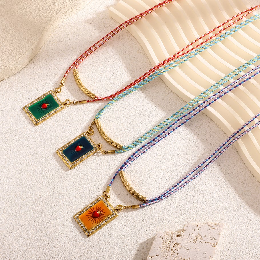 Ornate Rectangular Oil-spot Glazing Women's Pendant Necklaces Picture3