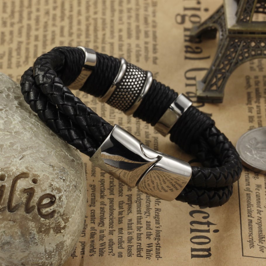 1 Piece Modern Rectangular Leather Men's Bracelets Picture2