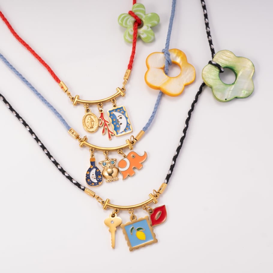1 Piece Vivid Series Elegant Flower Oil-spot Glazing Stainless Steel Gold Color Women's Pendant Necklaces Picture5