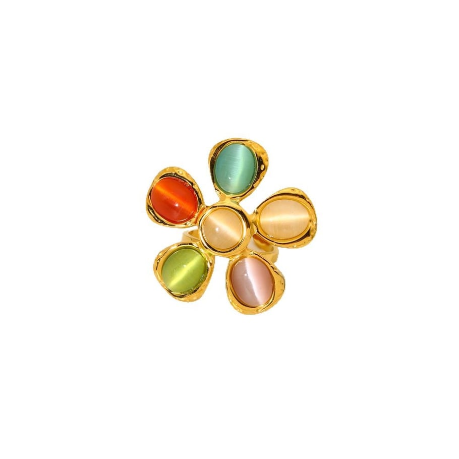 Stylish Colored Glass Flower Stainless Steel Women's Necklaces Picture5