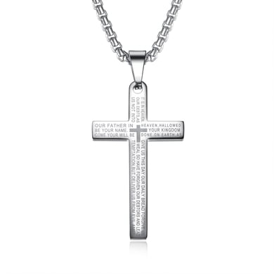 1 Piece Retro Cross Stainless Steel Men's Necklaces h5 
