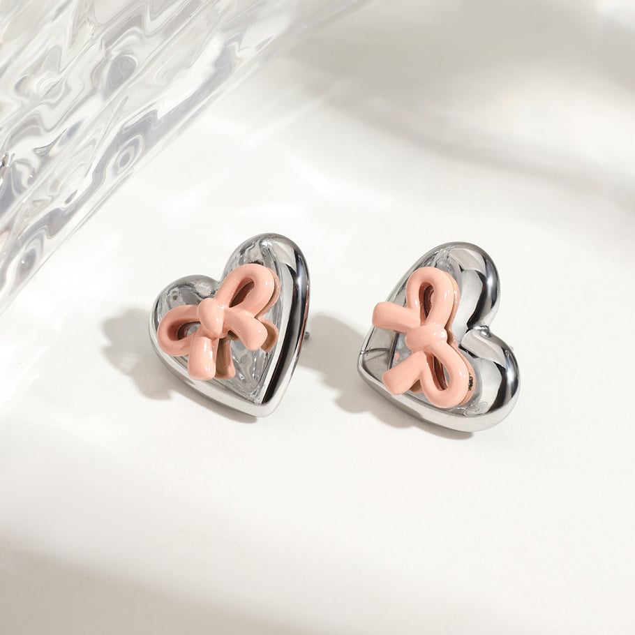 Sweet Heart Stainless Steel Stud Earrings Picture3