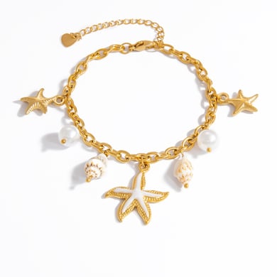 Starfish Stainless Steel Gold Color Charm Bracelets h5 Picture6