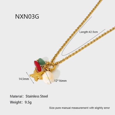 Ocean Series Gold Color Stainless Steel Starfish - Tassel Necklace for Women h5 