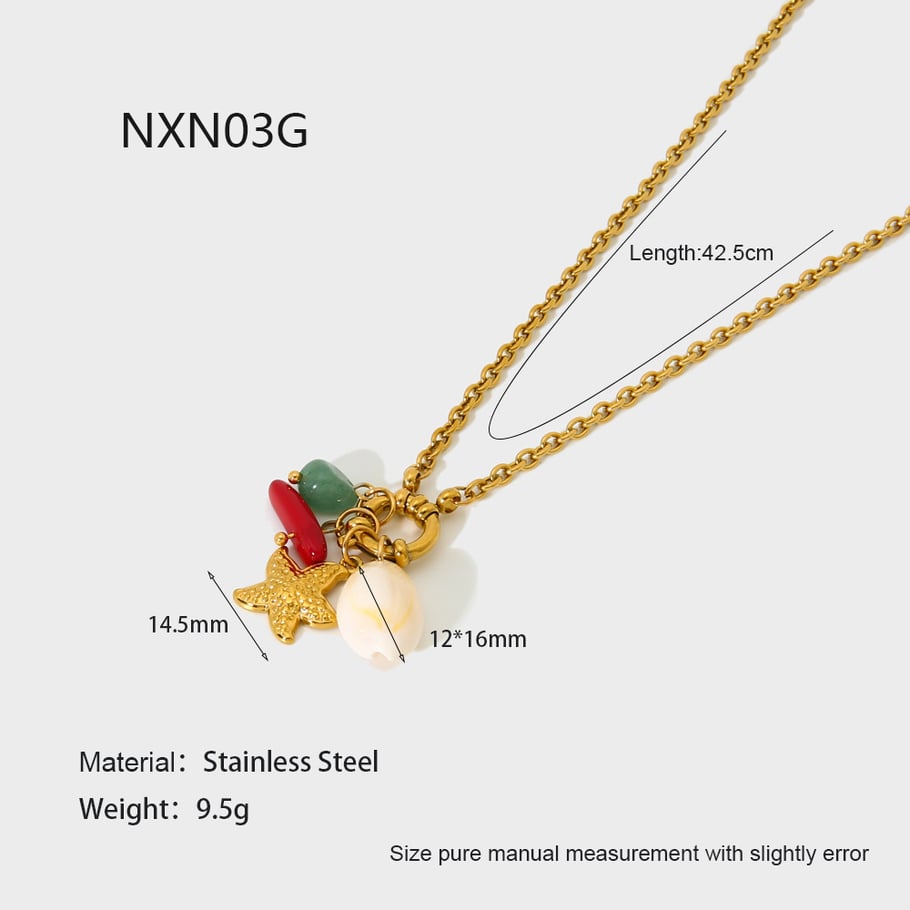 Ocean Series Gold Color Stainless Steel Starfish - Tassel Necklace for Women 