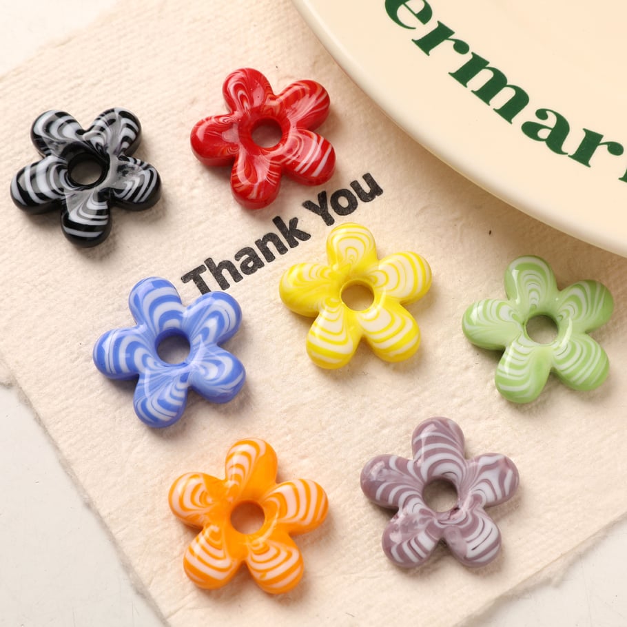 1 Piece Stripe Flower Glass DIY Women's Pendants Picture2