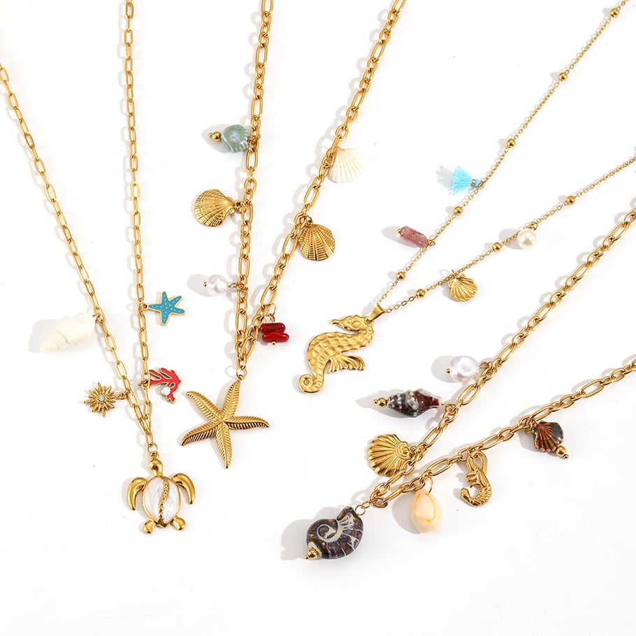 Ins Style Oceanic Stainless Steel Gold Color  Pendant Necklaces Picture3
