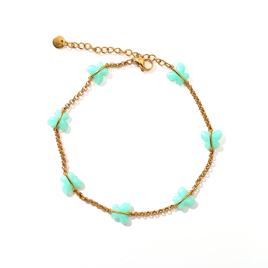 Romantic Sweet Butterfly Stainless Steel Gold Color Women's Anklets 