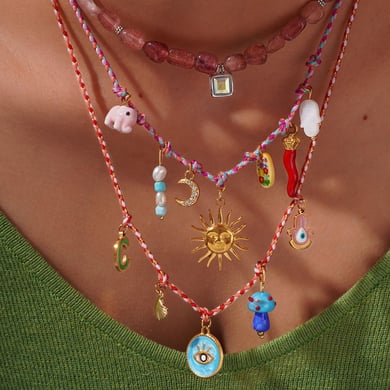 1 Piece Polychrome Series Sweet Sun Sennit Stainless Steel Gold Color Women's Pendant Necklaces h5 Picture3