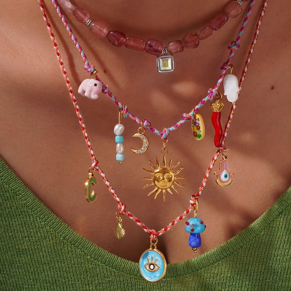 1 stuk Romantische serie Zoete zon/maan roestvrij staal goudkleurige dames hanger kettingen