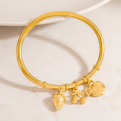 Cute Fruit Stainless Steel Gold Color Women's Charm Bracelets h5 Picture4