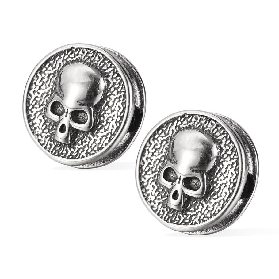1 Pair Vintage Skull Stainless Steel Men's Earrings 