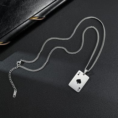 1 Piece Classic Poker Stainless Steel Men's Necklaces h5 Picture3