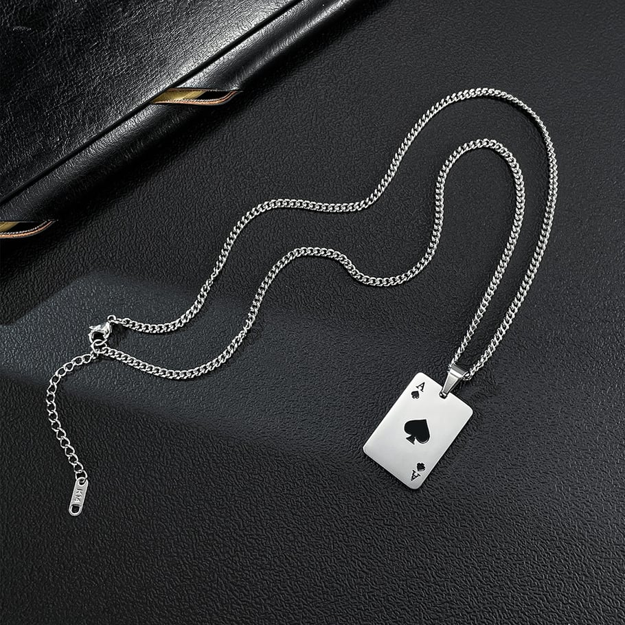 1 Piece Classic Poker Stainless Steel Men's Necklaces Picture3