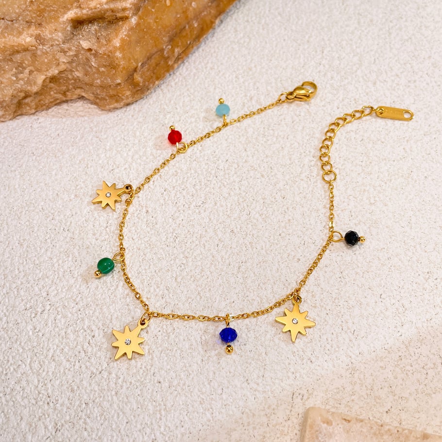 1 Piece Polychrome Series Eight-pointed Star Stainless Steel Gold Color Women's Charm Bracelets Picture3