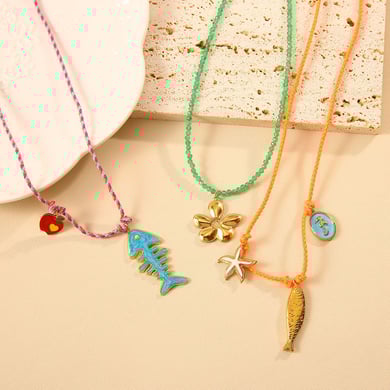 Contrast Color Fish Stainless Steel Gold Color Women's Pendant Necklaces h5 Picture3