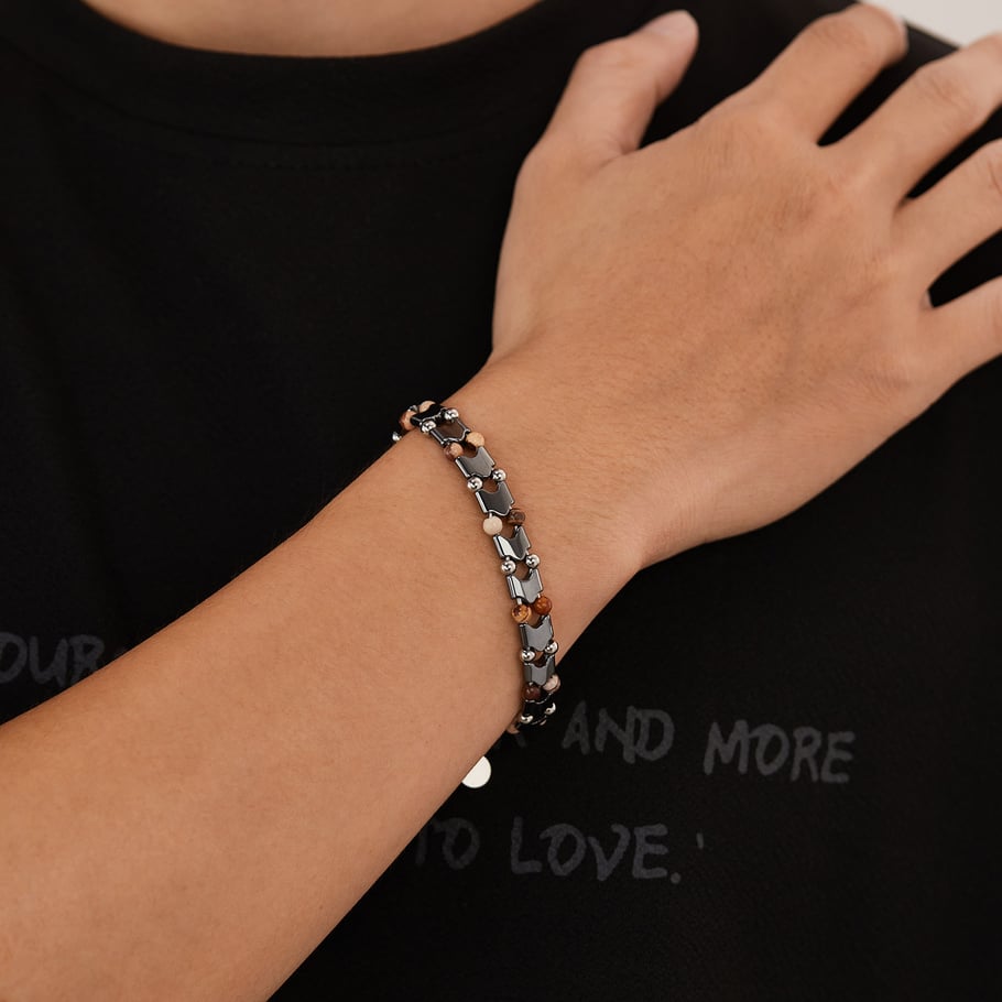 Utilitarian Series Retro Beads Stainless Steel Men's Beaded Bracelets Picture5