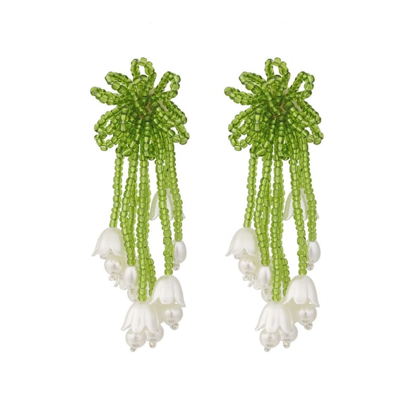 1 paio di orecchini pendenti in plastica a forma di fiore dolce, serie romantica, da donna