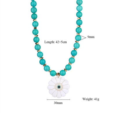 Flower Shell Stainless Steel Gold Color Women's Beaded Necklaces h5 Picture2