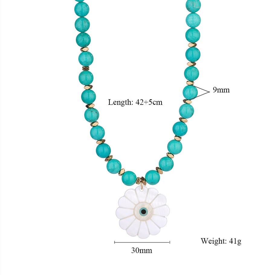 Flower Shell Stainless Steel Gold Color Women's Beaded Necklaces Picture2