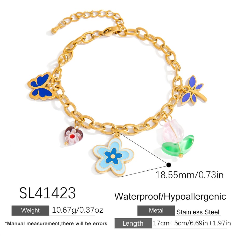 Designable Fruits Stainless Steel Colorful Women's Charm Bracelets Picture2