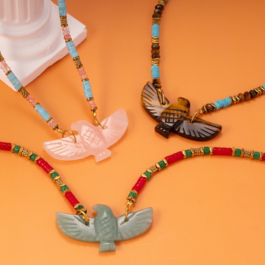 Collier de perles pour femme, série ethnique, style bohème, en acier inoxydable, couleur or, pierre naturelle Image9